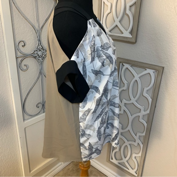 Alfani leaf pattern front open shoulders, top shirt blouse. - Picture 4 of 8